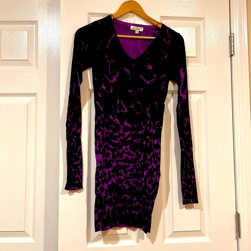 Purple and black sweater dress